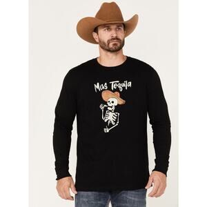 Moon Shine Spirit Mens Medium Festival Skull Print Shirt Black Mas Tequila